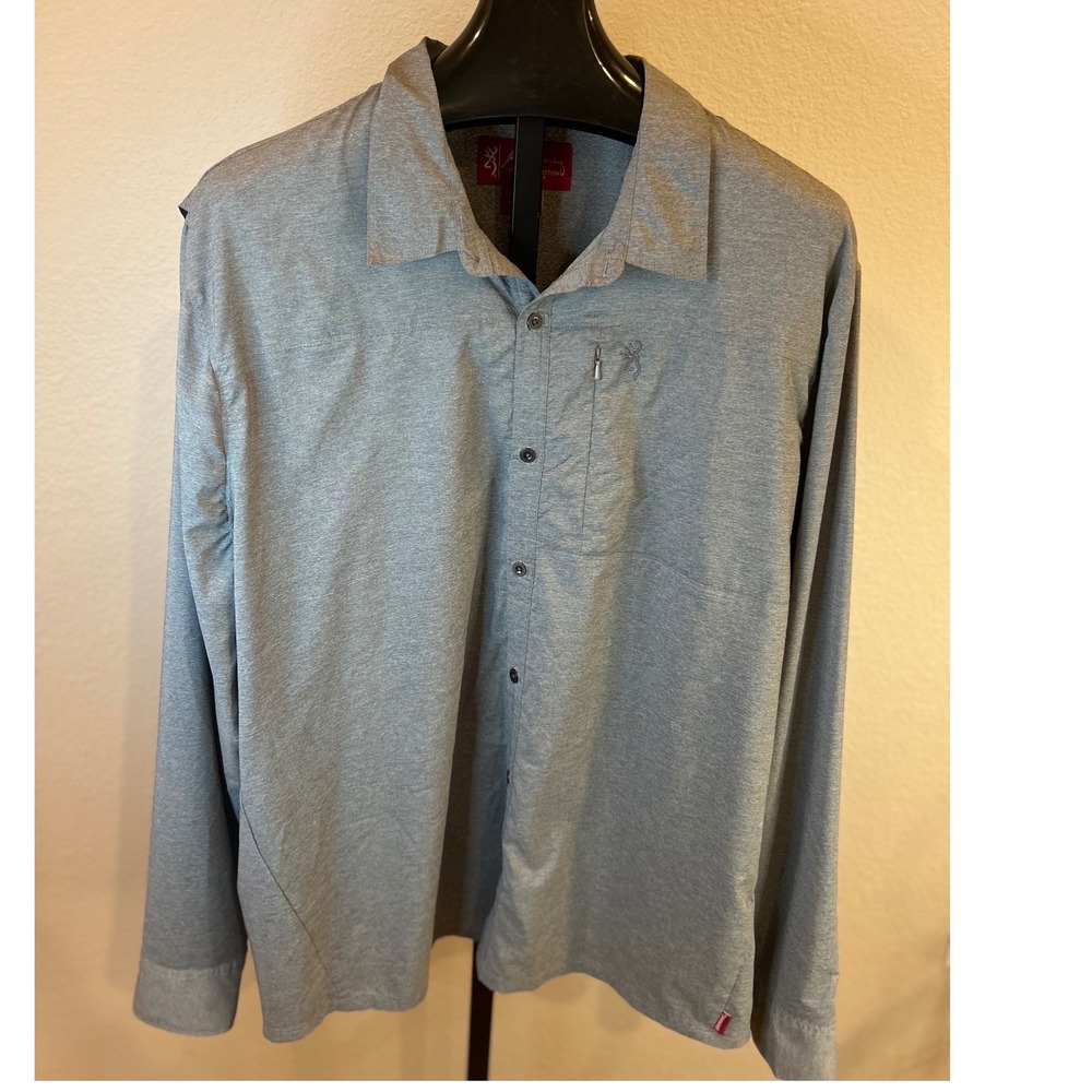 Browning Heritage Collection Men's‎ Grey Long Sleeve Button Up Shirt XXL TTG